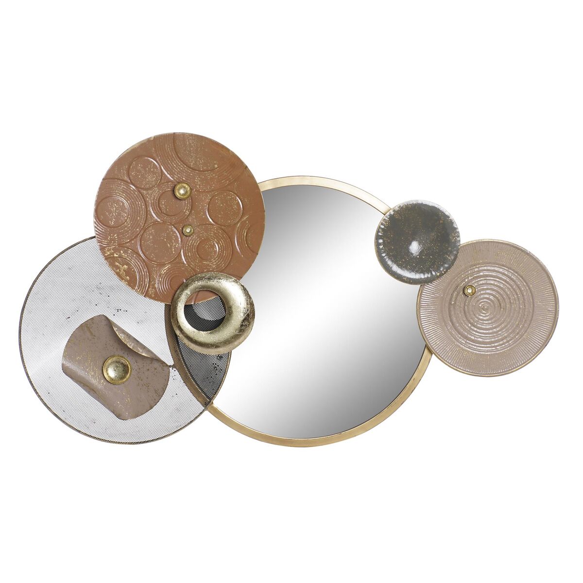 Wanddekoration DKD Home Decor Spiegel Grau Gold Metall Terrakotta Moderne Kreise (96