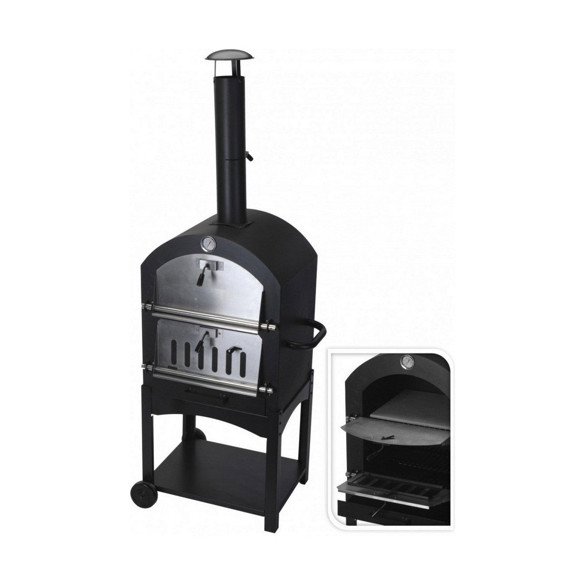 Holzkohlegrill mit Rädern Schwarz (Ø10 x 46