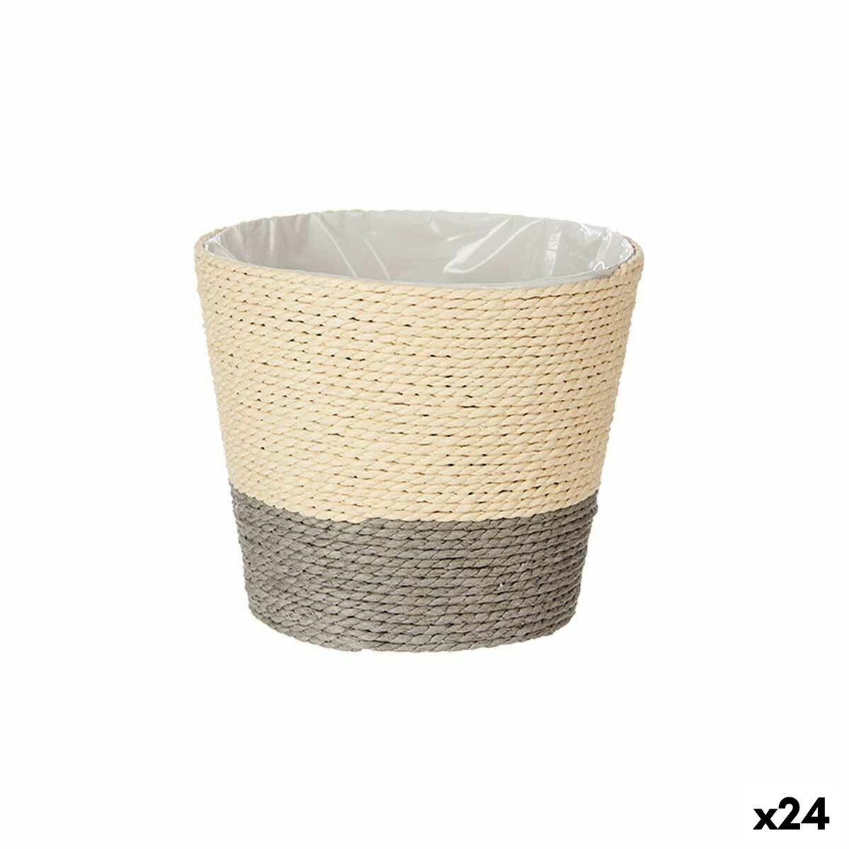Blumentopf Ibergarden Grau natürlich Schnur Kunststoff 15 x 15 x 14 cm (24 Stück)