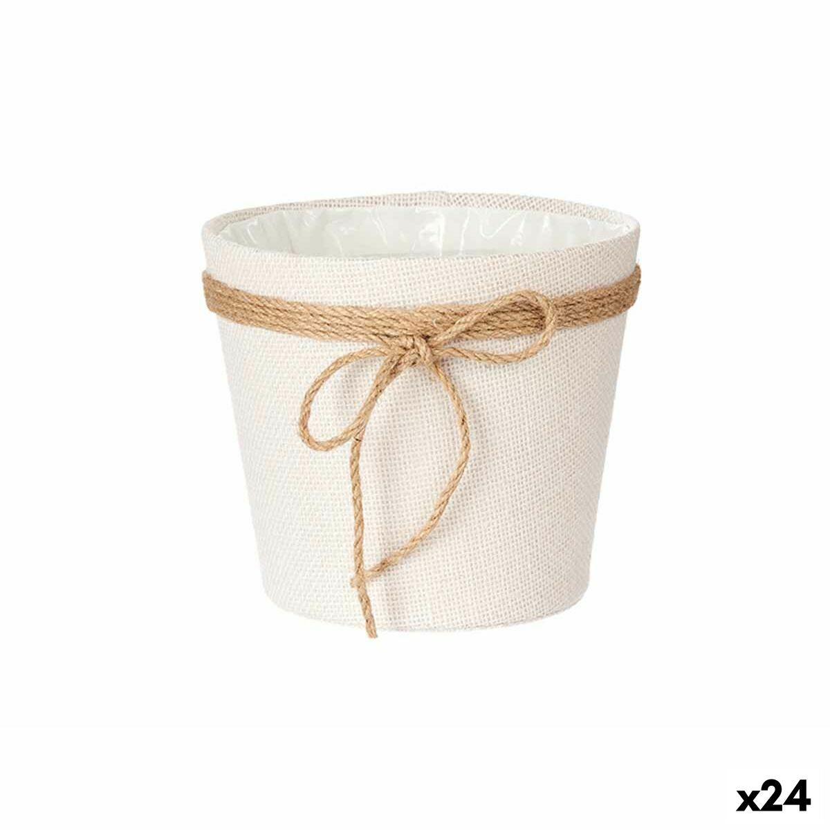 Blumentopf Ibergarden Weiß Braun Stoff Schnur Kunststoff 18 x 16 cm 19