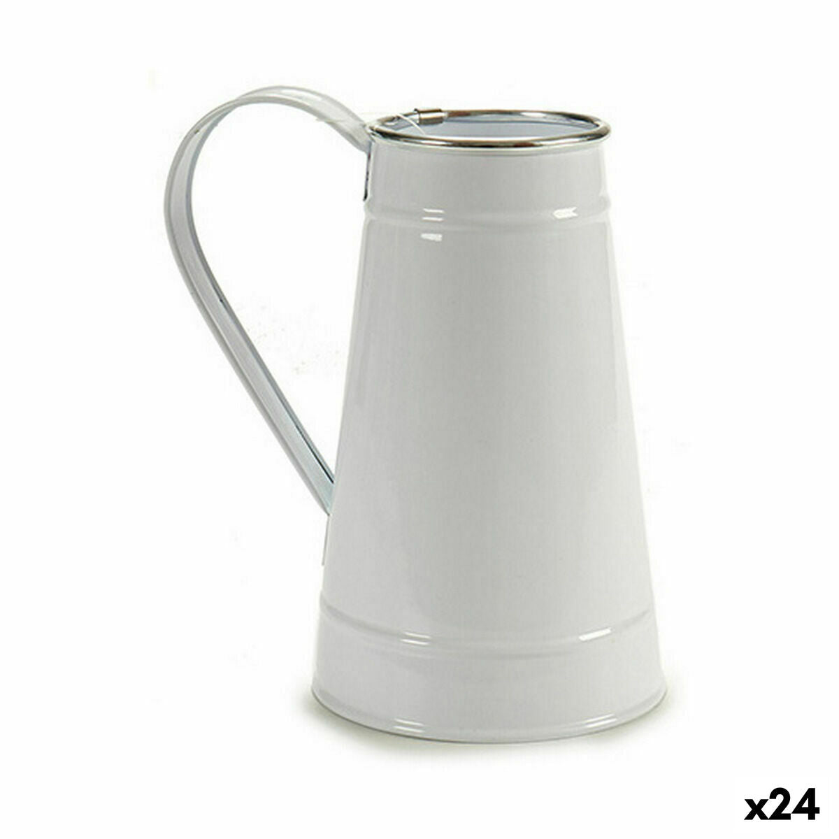 Blumentopf Ibergarden Weiß Silberfarben Metall Milchkrug 17 x 18