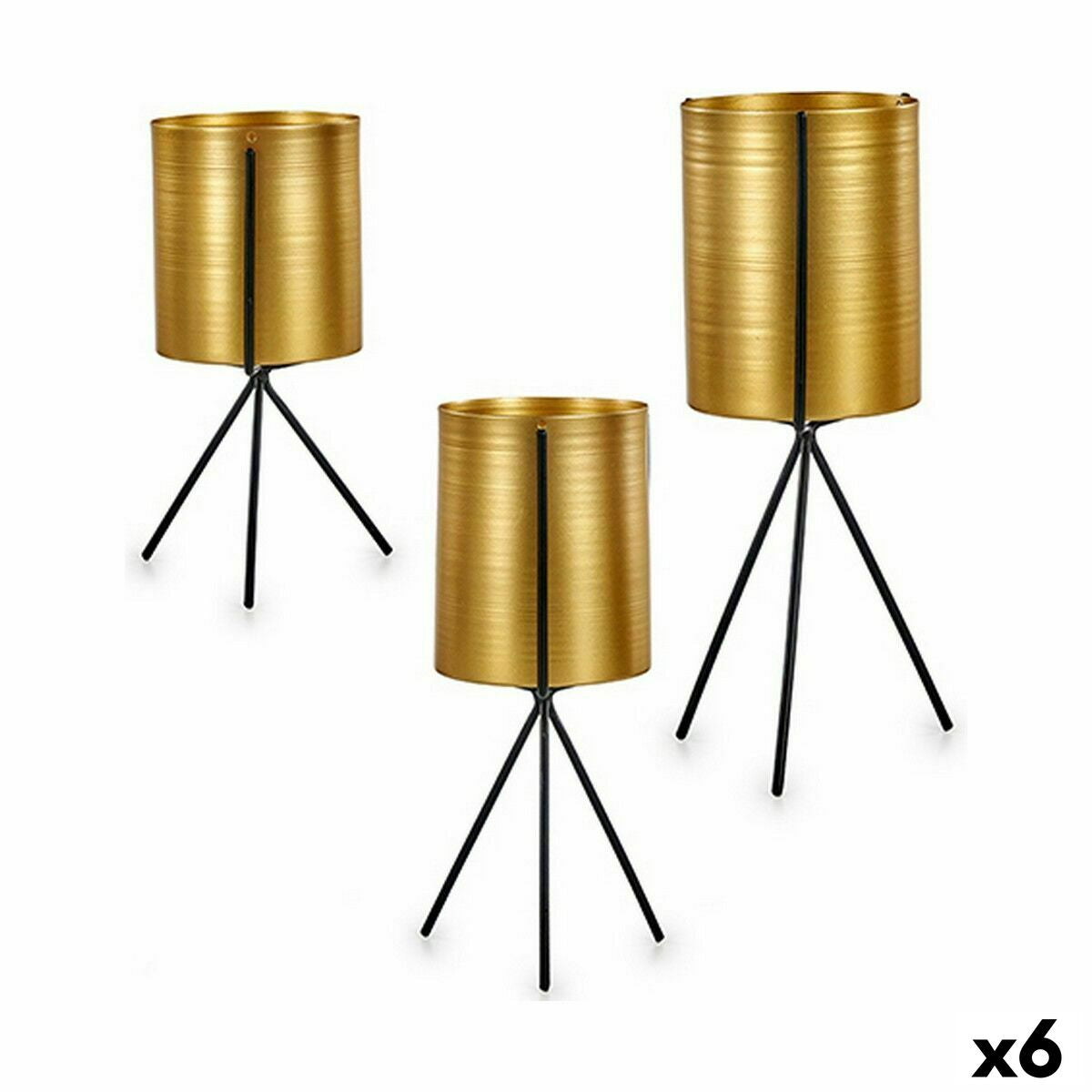 Satz Blumentöpfe Gift Decor Schwarz Gold Metall 11
