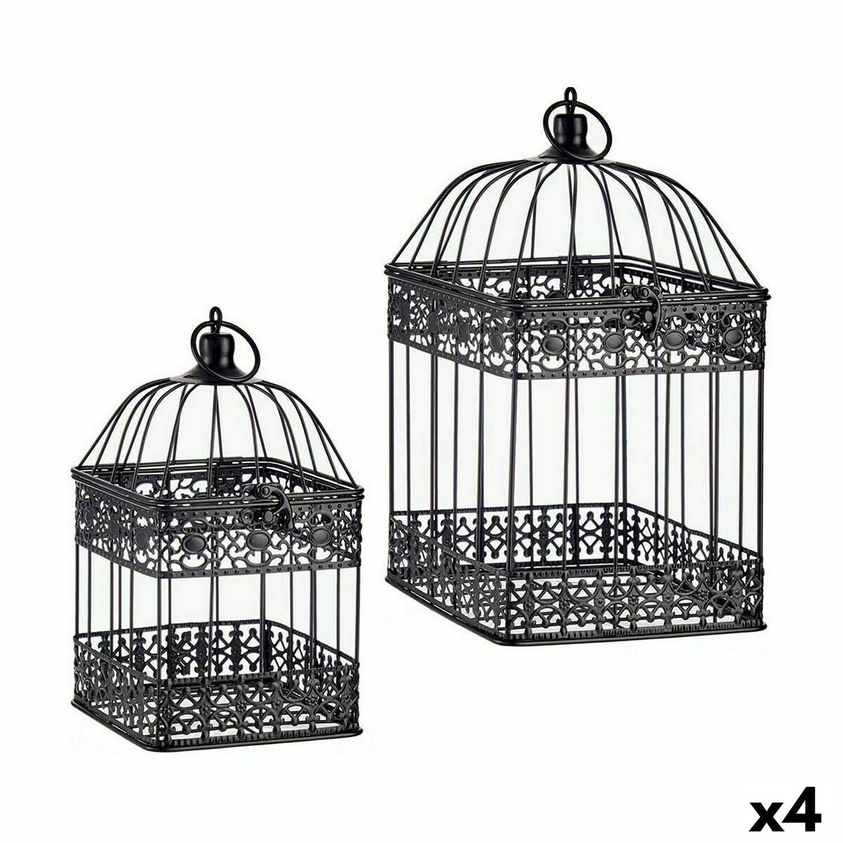 Dekorativer Käfig Gift Decor Schwarz 18 x 35 x 18 cm 14 x 14 x 29 cm Satz (4 Stück)