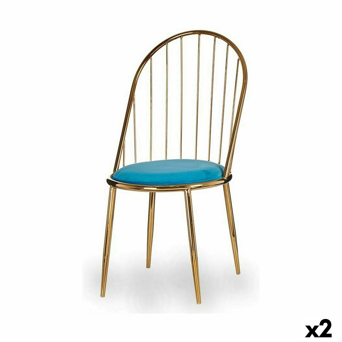 Stuhl Gift Decor Blau Gold Polyester Eisen 48 x 95