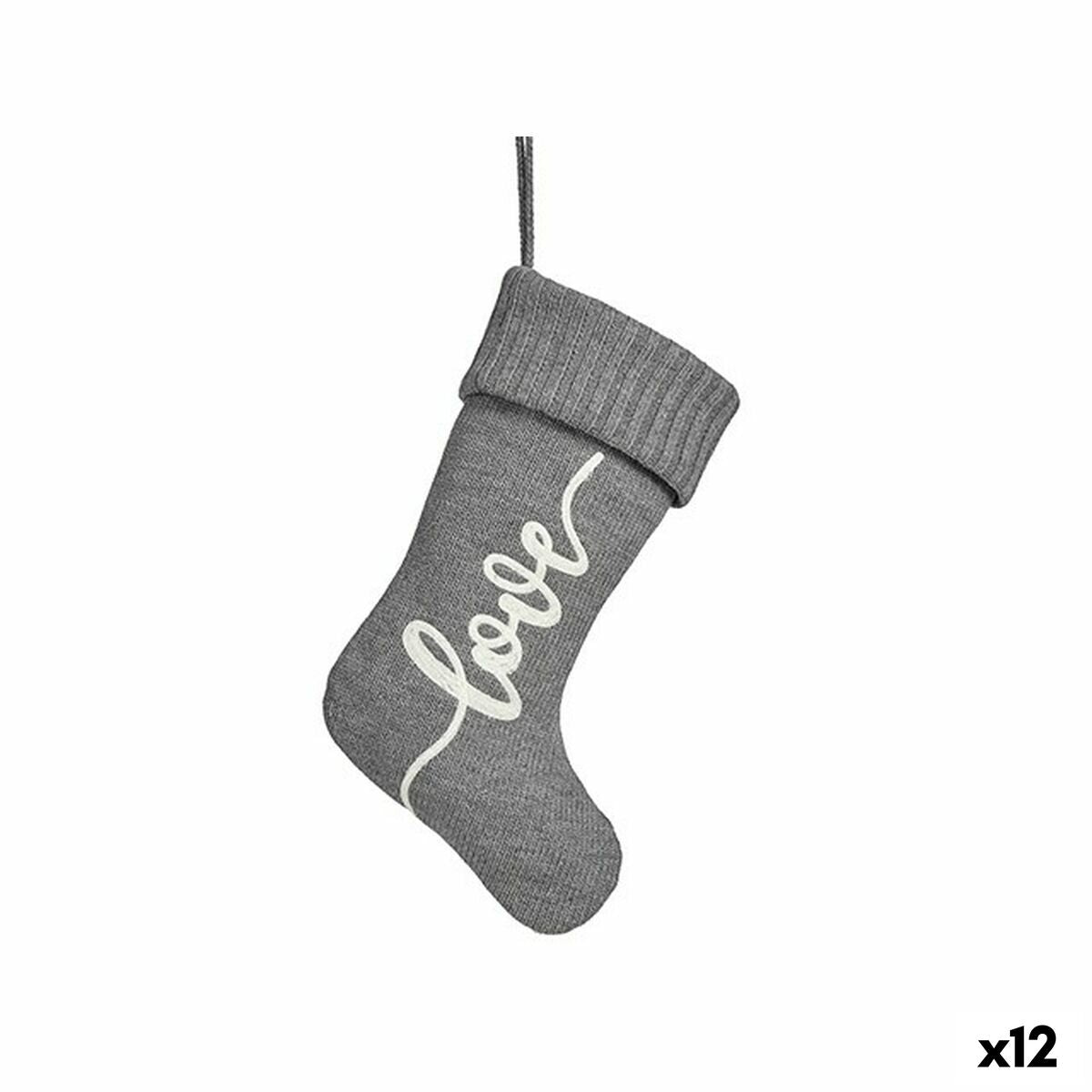 Weihnachtsschmuck Krist+ Love Weiß Grau Stoff Weihnachtsstrumpf 28 x 4 x 46 cm (12 Stück)