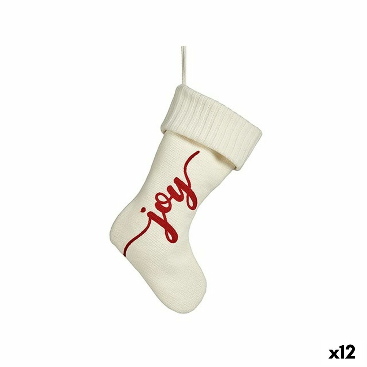 Weihnachtsschmuck Krist+ Joy Weiß Rot Stoff Weihnachtsstrumpf 28 x 4 x 46 cm (12 Stück)
