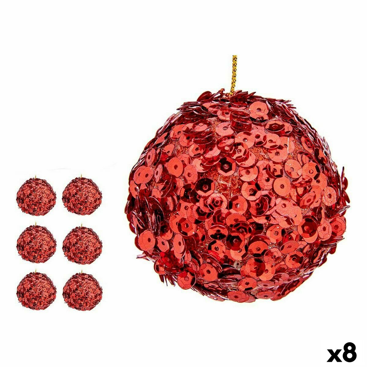 Weihnachtskugeln-Set Krist+ Rot Kunststoff Pailletten (8 Stück)