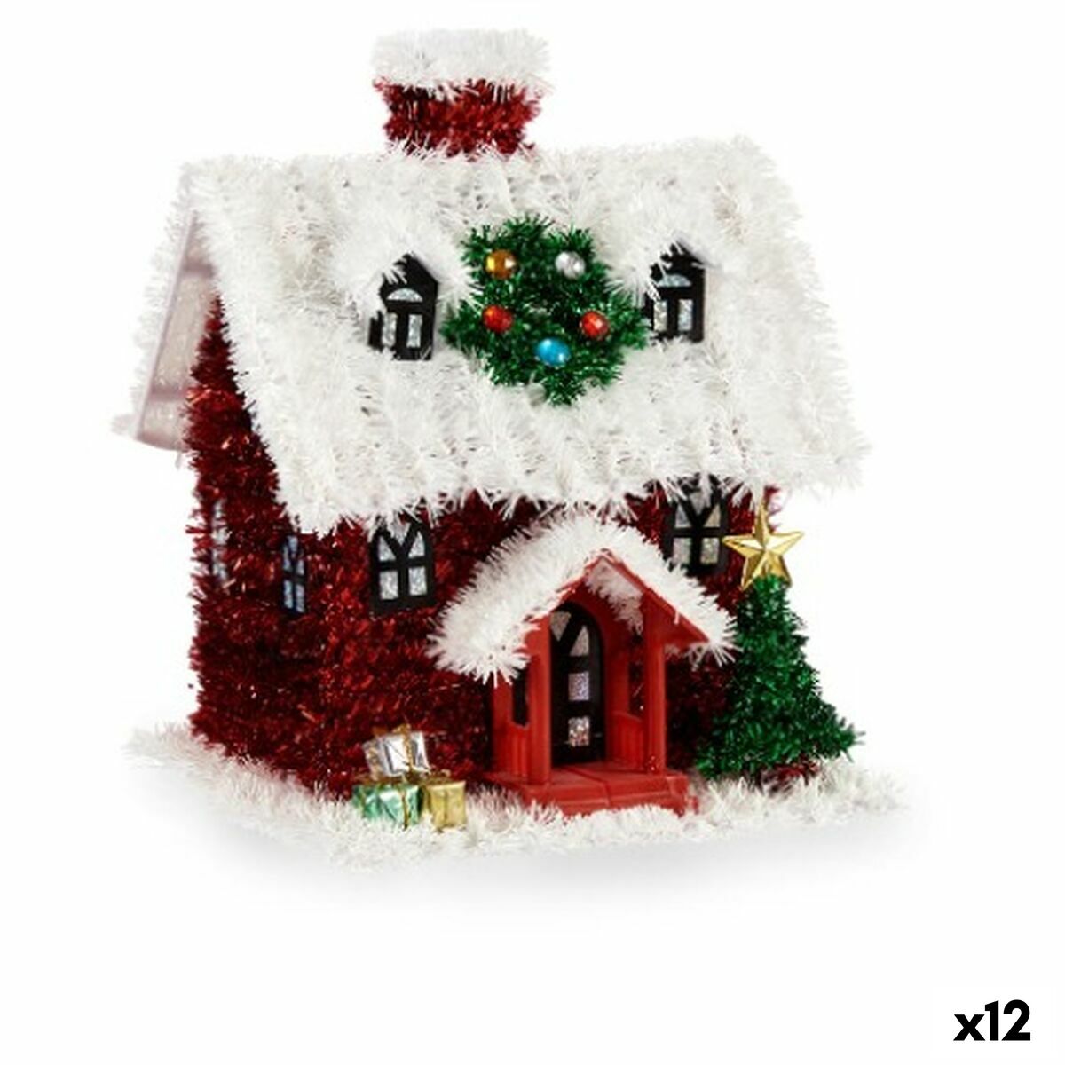 Weihnachtsschmuck Krist+ Weiß Rot grün Haus 19 x 24