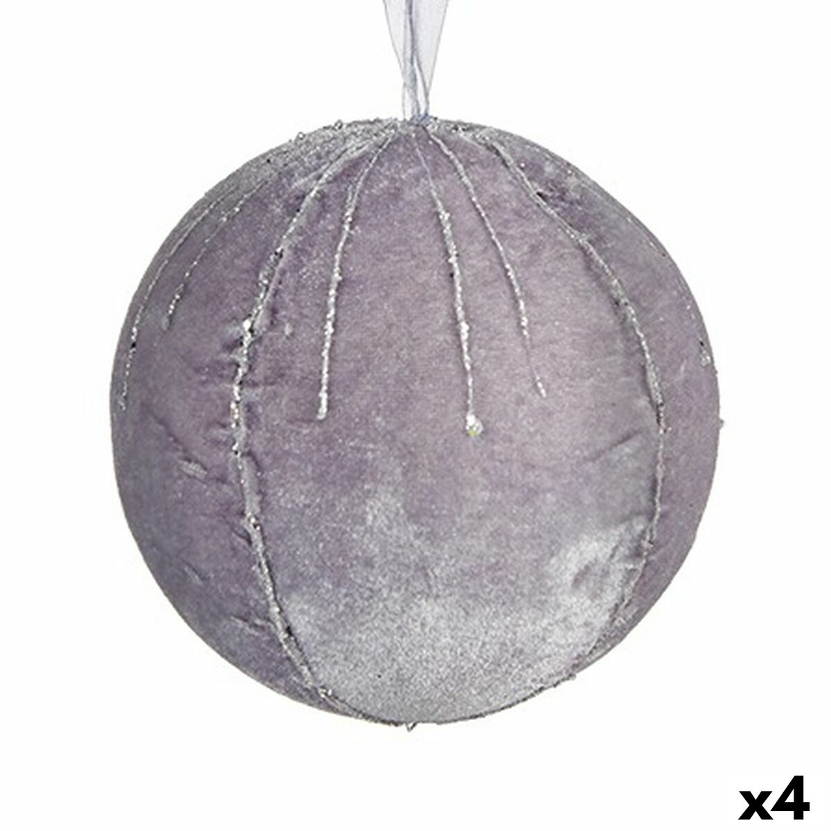 Weihnachtskugeln-Set Krist+ Silberfarben Polyester (4 Stück)