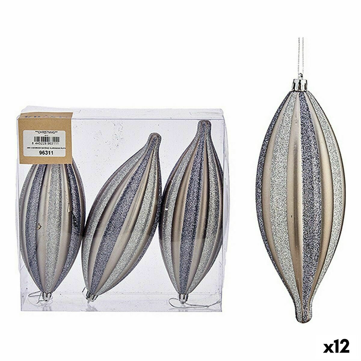 Weihnachtsdekoration Set Krist+ Silberfarben PVC gedehnt 3 x 3 x 18 cm 8