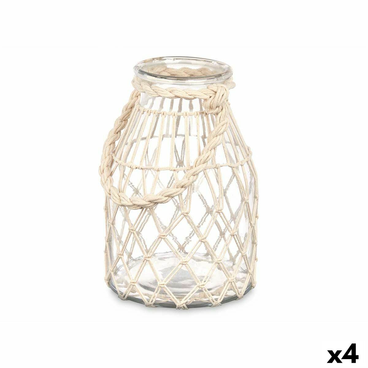 Kerzenschale Gift Decor Weiß Durchsichtig Glas Schnur 17 x 25 cm 17 x 27 x 17 cm Gefäß (4 Stück)