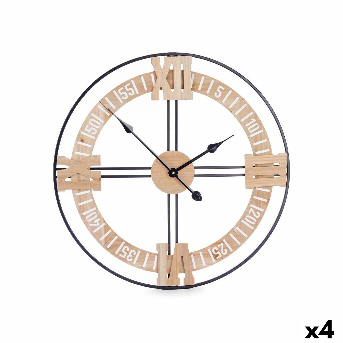 Wanduhr Gift Decor Schwarz Holz Metall Holz MDF 60 x 60 x 5 cm (4 Stück)