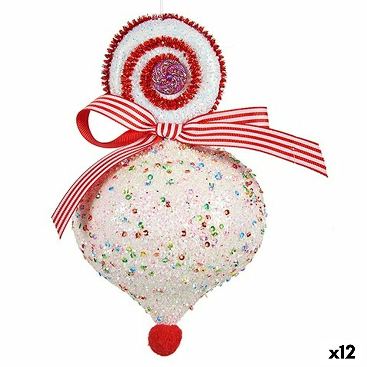 Weihnachtsschmuck Krist+ Weiß Rot Träne 11 x 17 x 11 cm (12 Stück)