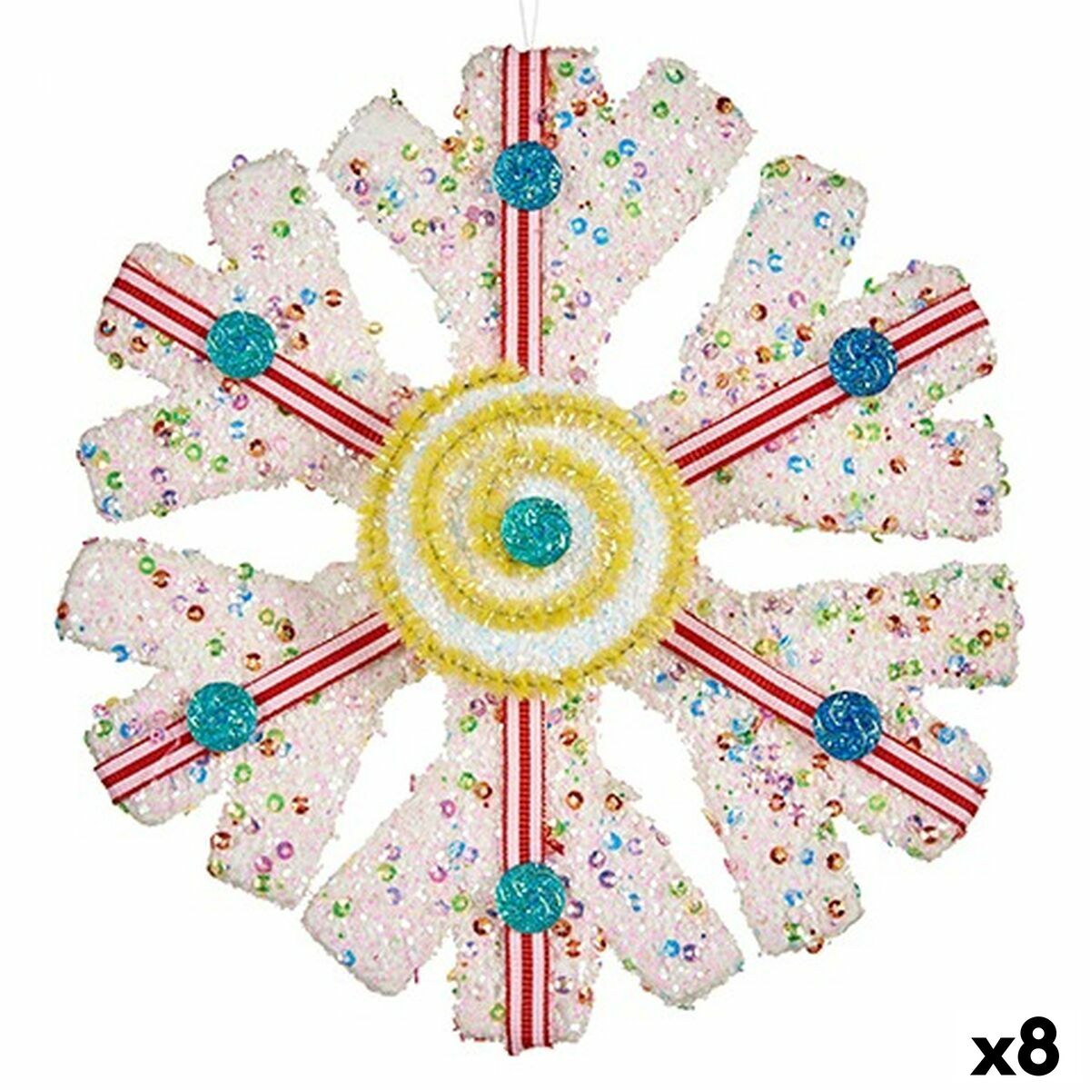 Weihnachtsschmuck Krist+ Weiß Rot Schneeflocken 17 x 6 x 17 cm (8 Stück)