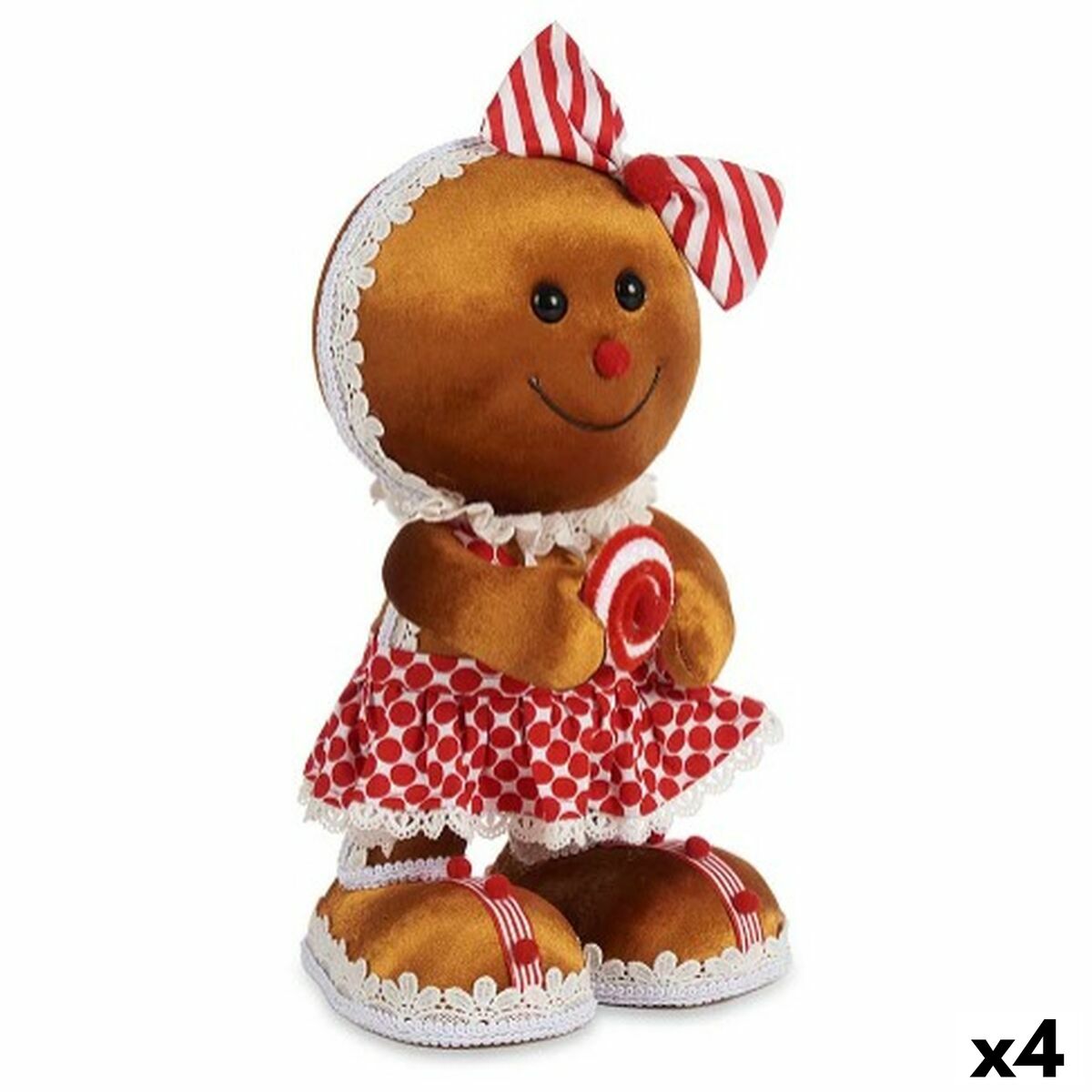 Deko-Figur Krist+ Braun Rot Schleife Keks 19 x 33 x 15 cm (4 Stück)