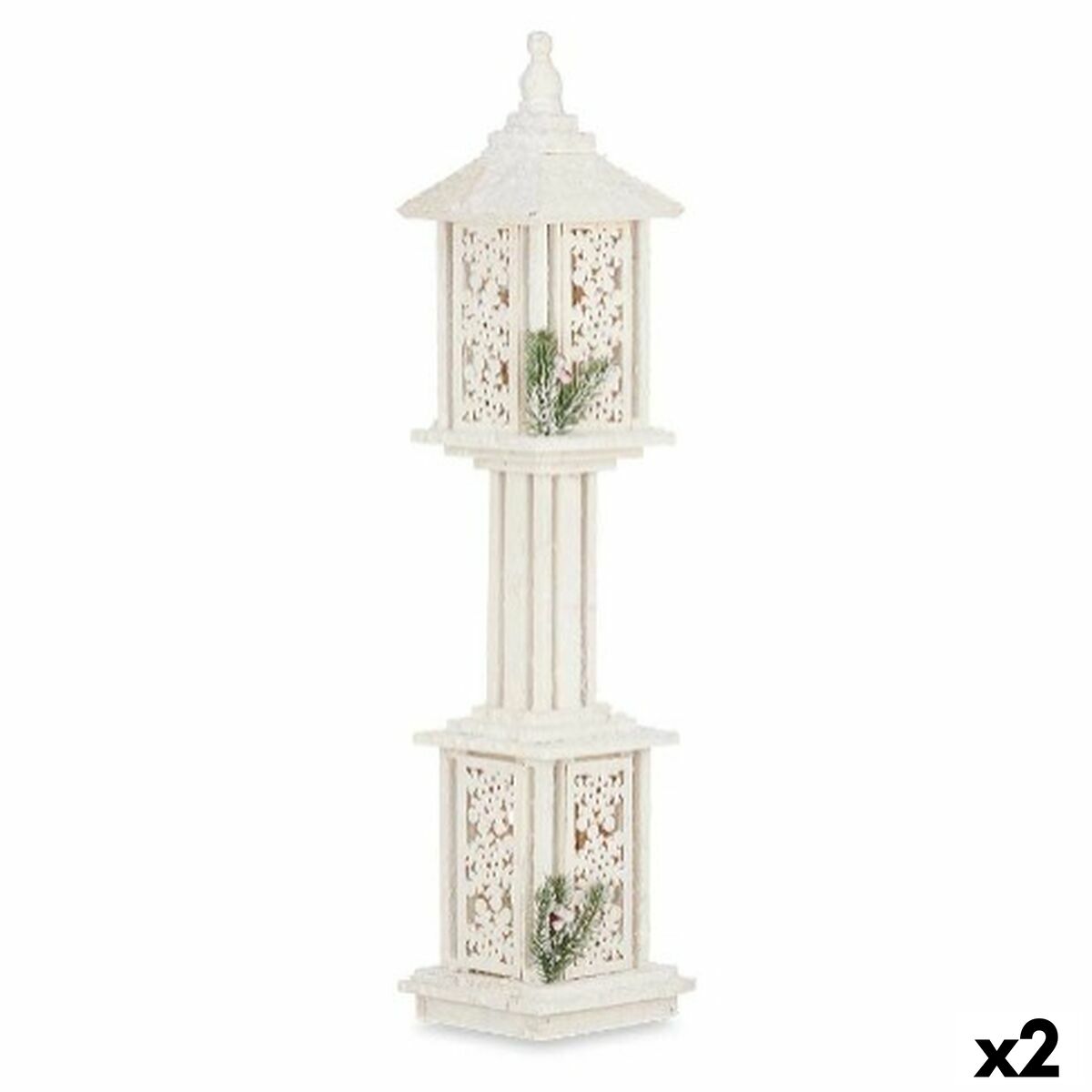 Leuchtende Dekoration Krist+ Weiß Rot grün Holz 17 x 80 x 17 cm 19 x 80 x 19 cm (2 Stück)