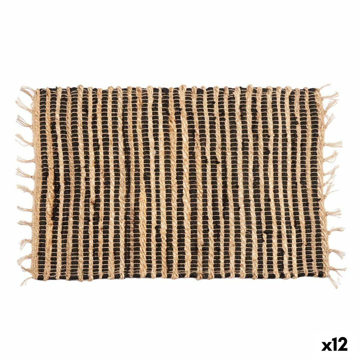 Teppich Gift Decor Schwarz natürlich Streifen 60 x 1 x 90 cm (12 Stück)