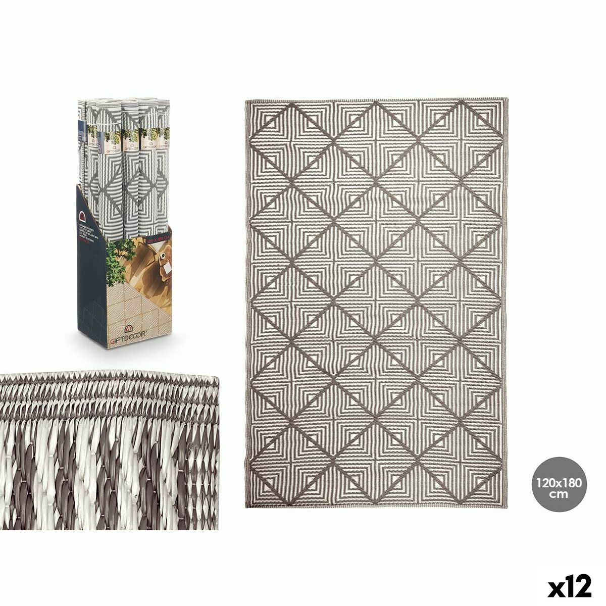 Teppich Gift Decor Weiß Grau Polypropylen 120 x 180 cm (12 Stück)
