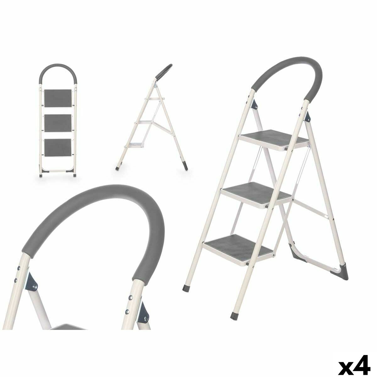 3-stufige Klappleiter Kipit Grau Stahl 38 x 117 x 5 cm 35 x 117 x 5 cm (4 Stück)