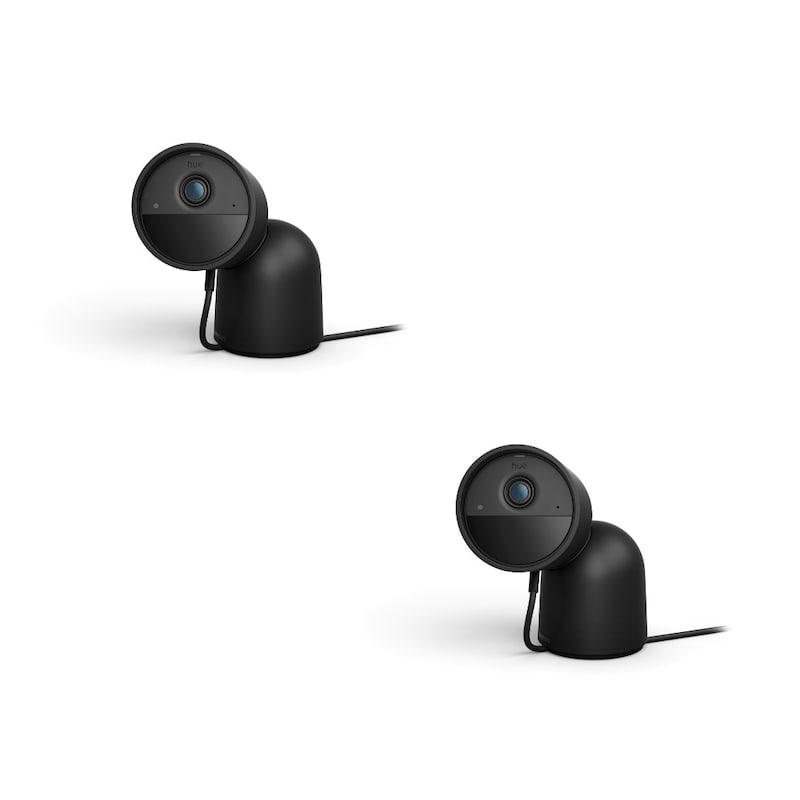 Philips Hue Secure kabelgebundene Kamera mit Standfuß schwarz Doppelpack