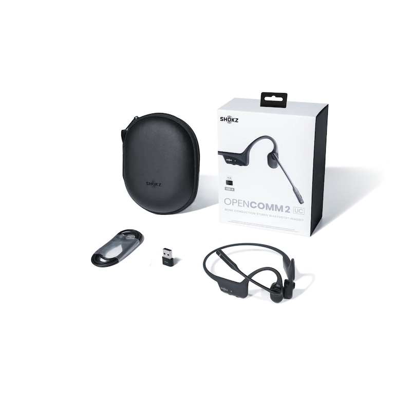 Shokz OpenComm2 2025 UC Knochenschall-Headset schwarz inkl. USB-A Dongle