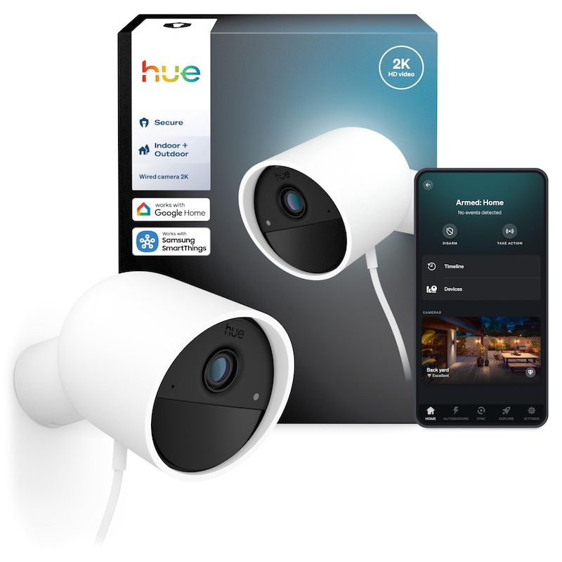 Philips Hue Secure kabelgebundene Kamera 2K-Videoauflösung weiß